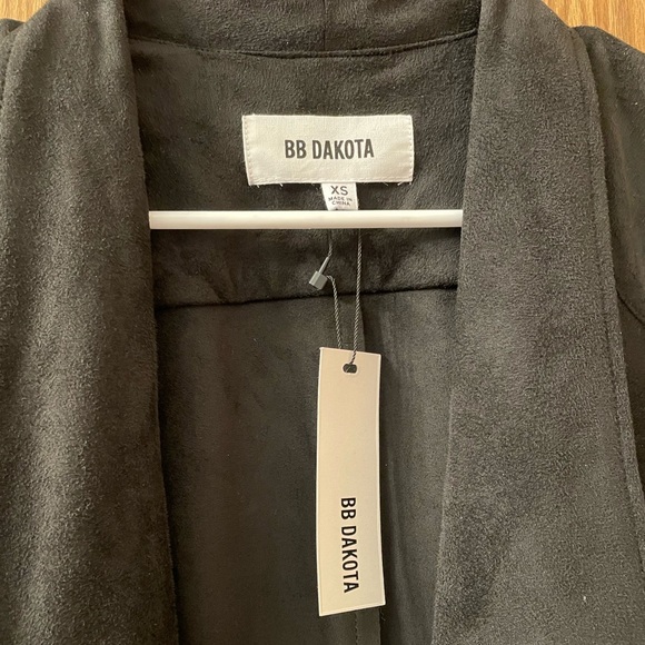 BB Dakota (Nordstrom)- Black Faux Suede Drape Jacket - Picture 6 of 6